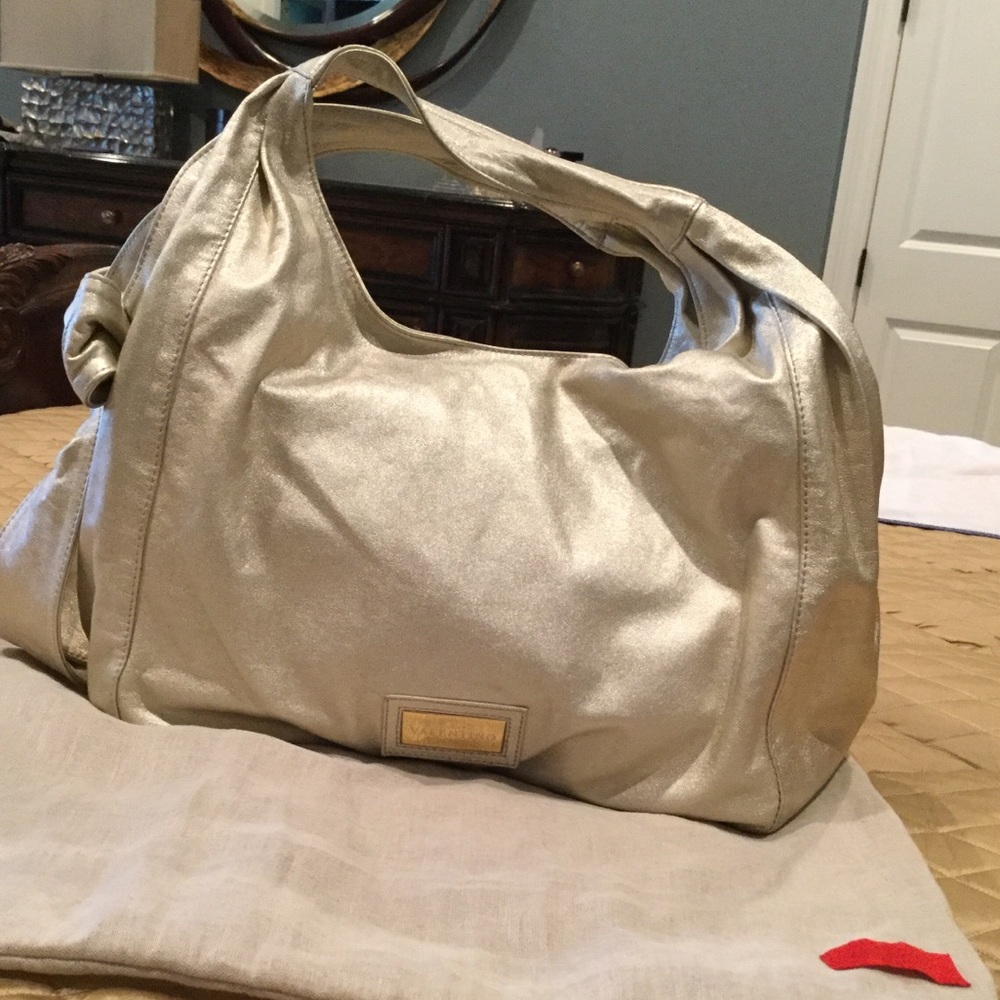 Valentino nuage large metallic bow bag & dust bag